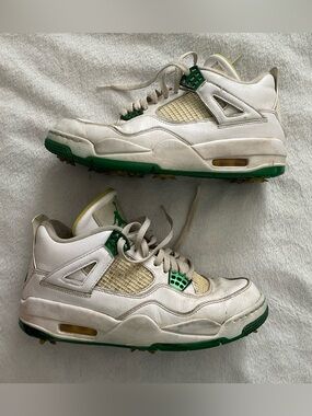 Nike Air Jordan 4 Golf "Masters Tournament White,Green & Yellow size 10 Mens